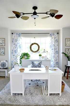 Home Office Decor - This room went from dining room to office. So pretty! Dining Room To Office, White Desk, Dining Room Makeover, Office Layout, Baby Shower Decor, Home Office Space, Home Office Organization, Decor Minimalist, Office Inspiration