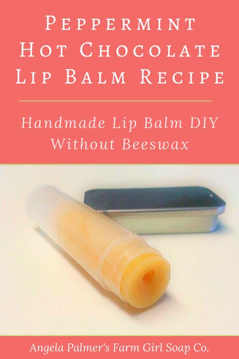 Lip Balm DIY Recipe without Beeswax: Peppermint Hot Chocolate Lip Balm Handmade Lotion Recipe, Easy Lip Balm Recipe, Vegan Lip Balm Recipe, Chapstick Recipe, Chocolate Lip Balm, Lip Balm Diy, Beeswax Recipes, Lip Balm Recipe, Diy Lip Balm Recipes