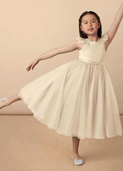 Beige Flower Girl Dress, Champagne Flower Girl, Flower Girl Dresses Champagne, Flower Girl Dresses Tulle, Ankle Length Dress, Brown Outfit, Peacock Green, Flower Girl Dress, Flower Girls