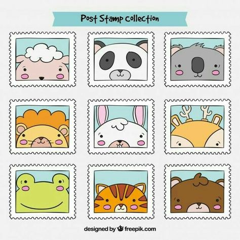 Stamp Drawing, Animal Stamps, Stickers Ideas, Postage Stamp Design, Book Reports, Cute Laptop Stickers, Scrapbook Stickers Printable, Distressed Texture, Post Stamp