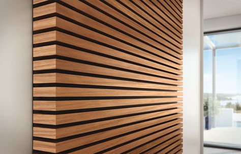 Hulsta Wardrobes - http://www.euroamericadesign.com/hulsta Wood Feature Wall, Diy Wood Wall, Wood Slat Wall, Plafond Design, Wooden Wall Panels, Slatted Headboard, Wood Cladding, Wood Panel Walls, Wood Interiors