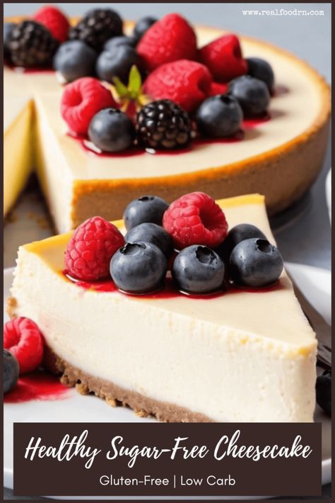 Enjoy a creamy, delicious treat with this Healthy Sugar-Free Cheesecake, made without added sugars. It's the perfect guilt-free dessert that's rich, smooth, and easy to make! Grab the recipe! Sugarfree Cheesecake Recipes, Sugar Free Cheesecake, Easter Desserts, Easy Eat, Guilt Free Dessert, Healthy Sugar, Indulgent Desserts, Sugar Free Desserts, Sugar Free Chocolate