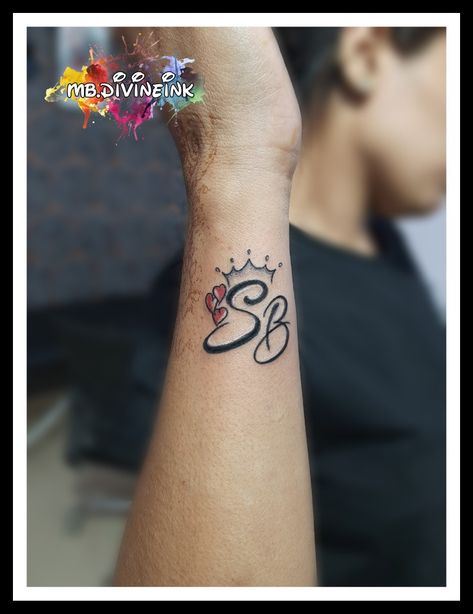 Letter S B tattoo, Initials tattoo design, Heart tattoo, Crown tattoo, Alphabets tattoo, Letter S tattoo, Letter B tattoo, Wrist tattoo, Tattoos for couples, Couple tattoo, Tattoo design, Tattoo ideas INSTAGRAM:- www.instagram.com/mb.divineink B S Tattoo Letter, Tattoo Letter B, S Tattoo Letter Initial, Letter B Tattoo Ideas, Sb Tattoo, Tattoo Initials, Letter B Tattoo, Initials Tattoo, Letter S Tattoo