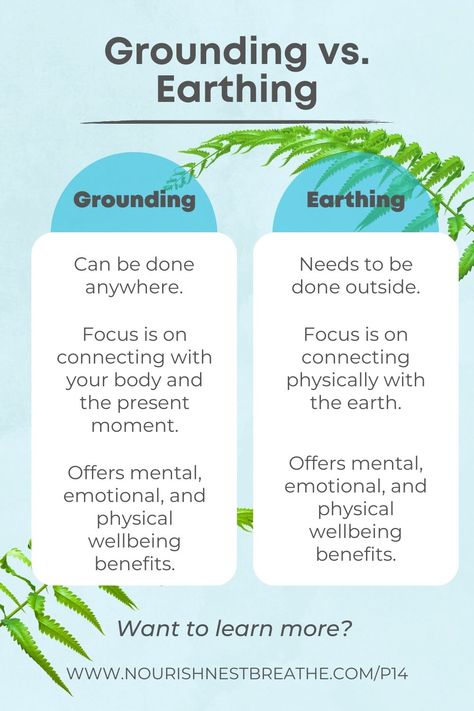 It's important to know the difference between grounding and earthing in order to ensure you're taking care of yourself and living a life of wellness and mindfulness. Grounding and earthing have many similarities, but there are also key differences that need to be understood. Click through to learn more about the differences and get a free grounding meditation! Benefits Of Grounding Yourself, Grounding In The Winter, Ways To Ground Yourself, What Is Grounding, Grounding Definition, Grounding Meaning, Grounding Magic, Grounding Aesthetic, Grounding Benefits