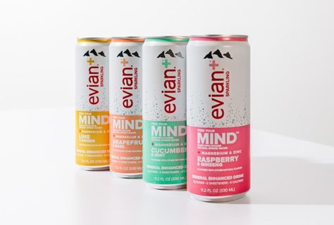 Sparkling Water Can Design, Nectar Seltzer, Canned Water, Functional Packaging, Drinks Branding, Evian Water, Mineral Water Brands, Can Packaging, Drinks Packaging