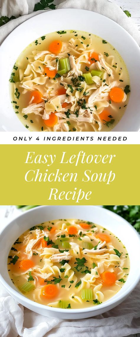 Image for Easy Leftover Chicken Soup Recipe Fast Chicken Soup Recipes, Rotisserie Chicken Recipes Leftover Soup, What To Do With Leftover Chicken, Leftover Chicken Soup Recipes, Shredded Chicken Soup Recipes, Leftover Chicken Recipes Easy Quick, Leftover Rotisserie Chicken Soup, Soup With Leftover Chicken, Shredded Chicken Soup