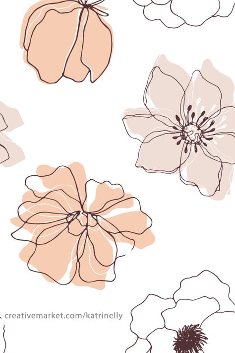 Hand Drawn Flowers Wallpaper, Vintage Drawing Design, Boho Art Flowers, Hand Drawn Floral Wallpaper, Boho Flower Design, Delicate Floral Pattern, Boho Flowers Drawing, Drawn Flowers Wallpaper, Minimal Pattern Design