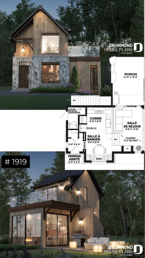 Small House Layout Cottage Homes Floor Plans, Chalet Style Homes Floor Plans, Cottage Style Homes Plans, Small 2 Story House Plans, 2 Story Layout, Cozy Bloxburg House, Bloxburg Small House Layouts, Small Cozy House, Tiny House Modern