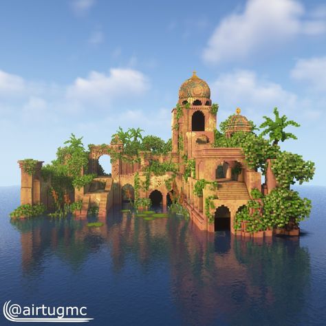 Minecraft Jungle Survival Base, Tropical Village Minecraft, Minecraft Hillside Base, Jungle Kingdom Minecraft, Minecraft Indian Temple, Minecraft Building Ideas Swamp, Jungle Mansion Minecraft, Jungle Minecraft Ideas, Spruce Base Minecraft