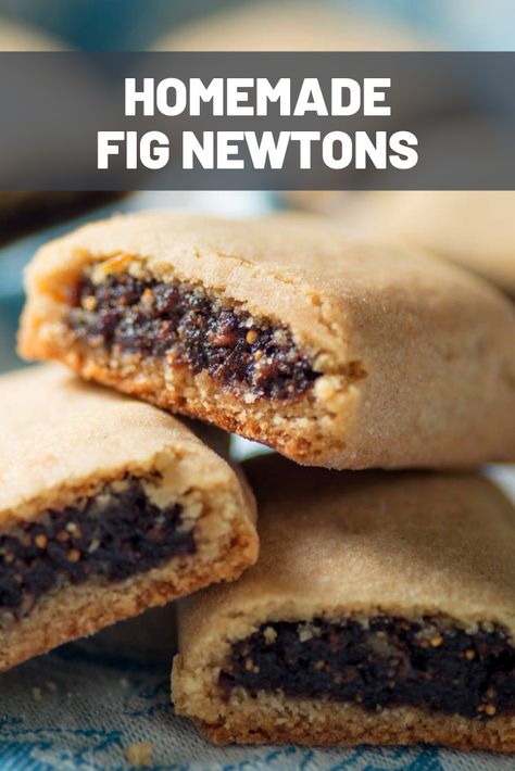 Homemade Fig Newtons | Like the original, my homemade Fig Newtons feel pretty virtuous. The cakey cookie is lightly sweetened with honey and brown sugar, while the filling itself is made from nothing more than dried figs, plain applesauce, and a squeeze of fresh orange juice. It's a chewy, fruity snack that's not too sweet or rich and easy to customize with the variations (including apricot-strawberry, blueberry-lime, cherry-banana, and...bacon!). Fig Newton Cookies, Fig Tarts, Fig Newton Recipe, Giving Up Sugar, Low Sugar Baking, Homemade Fig Newtons, Yellow Cakes, Coffee Thoughts, Autumn Cookies