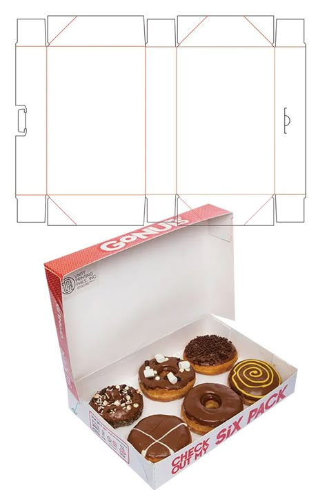 6 pack donuts box, 12 pack donuts box Donuts Packaging, Donut Boxes, Disney Desserts, Egg Packaging, Diy Donuts, Food Box Packaging, Doughnut Shop, Donut Box, Bakery Branding