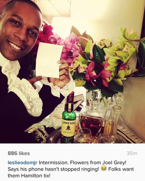 Flowers from Joel Grey after Leslie Odom Jr. told the story about him on Late Night with Seth Meyers Leslie Odom Jr Aaron Burr, Cast Of Hamilton, Joel Grey, Hamilton Cast, Leslie Odom, Leslie Odom Jr, Daveed Diggs, Hamilton Lin Manuel Miranda, Hamilton Lin Manuel