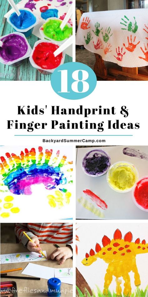 These kids' handprint art projects and finger painting ideas are messy fun that you can create together and make special memories. Baby Finger Paint Ideas, Toddler Finger Painting Ideas, Kids Finger Painting Ideas, Finger Painting Activities, Hand Print Painting Ideas, Finger Paint Ideas, Finger Painting Ideas For Kids, Toddler Painting Ideas, Nanny Crafts