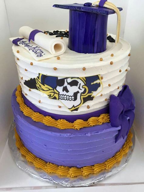 ECU!! Ecu Graduation Party, Boys Graduation Party, Ecu Pirates, Paris Cakes, First Communion Cakes, 2 Tier Cake, Book Cakes, Senior Graduation Party, Horse Cake