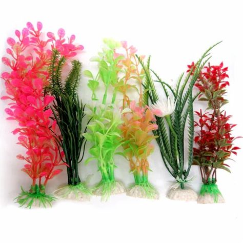 fish tank decorations - Google Search Plants Fish Tank, Artificial Aquarium, Plastic Grass, Water Grass, Fish Tank Plants, Fish Tanks, Aquarium Decorations, Fish Tank Decorations, Planted Aquarium