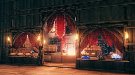 Valheim Bedroom, Valheim Kitchen, Casa Viking, Viking House, Kitchen View, Conan Exiles, Tower Building, Iron Gate, Japanese Architecture