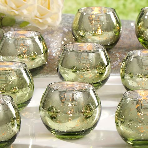 Faster shipping. Better service Dinner Party Table Decor, Candle Holders Centerpieces, Tea Lights Centerpieces, Thanksgiving Table Centerpieces, Tiana Birthday Party, Green Candle Holders, Glass Tealight Candle Holders, Mercury Glass Votives, Glass Votives