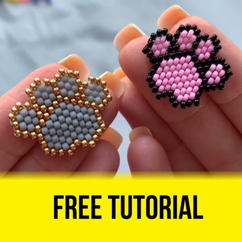 Free beading tutorial how to create funny DIY Cat’s Paws. Sewing Patterns Plushies, Free Quilt Patterns For Beginners, Beaded Animals Tutorial, Seed Bead Patterns Free, Free Beading Tutorials, Seed Bead Projects, Seed Bead Jewelry Patterns, Diy Beading, Seed Bead Crafts