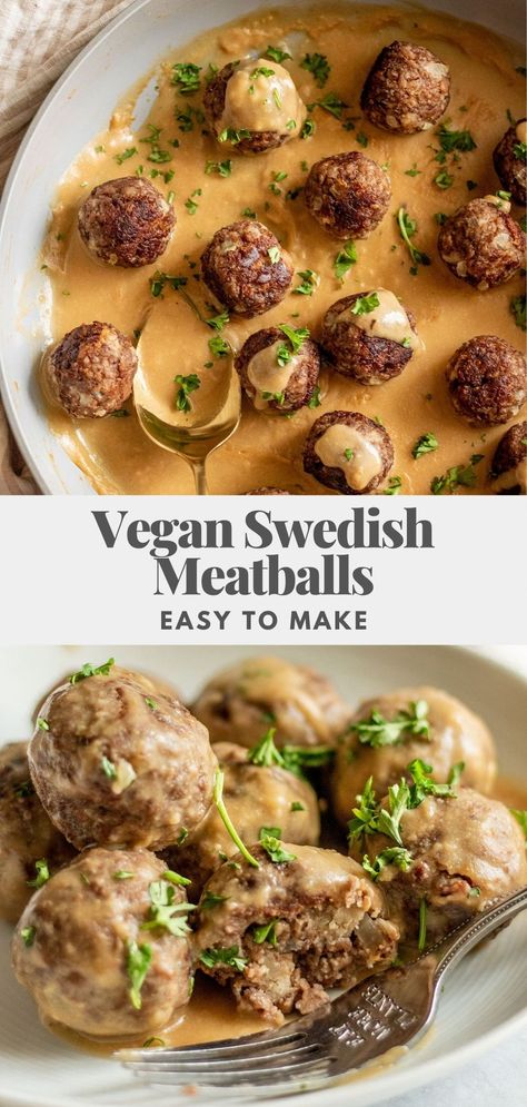 Vegan Swedish Meatballs Beyond Meat, Plant Based Swedish Meatballs, Vegan Swedish Meatball Sauce, Vegan Icelandic Recipes, Vegan Greek Meatballs, Vegan Nordic Recipes, Vegan Scandinavian Recipes, Comfort Food Vegan, Vegan Polish Recipes