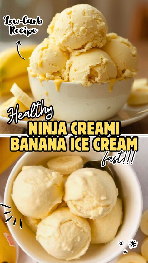 Healthy Ninja Creami Banana Ice Cream Recipe (Low-Carb) Creami Banana Ice Cream Recipe, Keto Banana Ice Cream Low Carb, Low Cal Ice Cream Recipe, Healthy Ninja Creami Breakfast, Ninja Creami Low Carb Ice Cream Recipes, Banana Ice Cream Ninja Creami, Banana Ninja Creami Recipe, Ninja Creami Banana Ice Cream Recipe, Ninja Creami Recipes Healthy