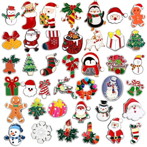 PRICES MAY VARY. Pins Set: the package comes with 40 pieces of pins in 40 different styles, sufficient in quantity and complete in combination to meet your daily use and replacement demands, as well as sharing needs Christmas Themed Design: these Christmas pins adopt spooky themed design, contain various Christmas elements, such as Santa Claus, reindeer, Christmas tree, socks, snowflake, snowman, gingerbread man, candy canes, bell and more, full of Christmas atmosphere, are ideal decoration for Nail Templates, Element Jewelry, Snowflake Snowman, Christmas Tree Snowman, Christmas Badge, Snowman Snowflake, Tree Snowman, Skull Pin, Christmas Buttons