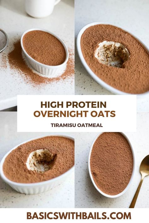 Protein Overnight Oats Recipe, Healthy Tiramisu, High Protein Oatmeal, High Protein Overnight Oats, Tiramisu Overnight Oats, Chocolate Overnight Oats, Protein Overnight Oats, Chia Overnight Oats, Best Vegan Protein