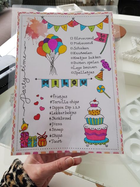 Diary Birthday Ideas, Birthday Diary Ideas, Birthday To Do List, Dairy Design Ideas, Doodling Designs, February Bujo, Birthday Journal, Cover Page For Project, Weekend Routine