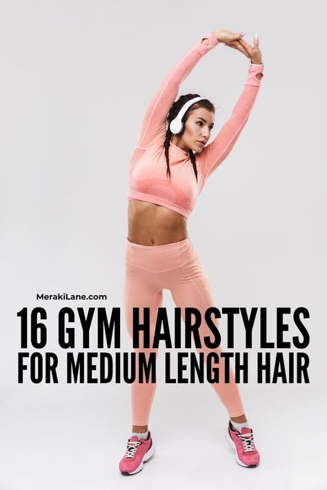 48 Easy and Stylish Gym Hairstyles for All Hair Lengths | Whether you have short, medium length, or long hair with or without bangs that's straight, wavy, or curly, you need simple hairstyles to keep your hair off your face and minimize sweat and frizz when you workout. In this post, we've sharing hair products and essentials to help prevent post-workout sweaty hair, and we've also rounded up tons of quick and easy styles that are trendy to boot! Medium Length Workout Hairstyles, Gym Hairstyles With Bangs, Sweaty Hairstyles, Workout Hairstyles For Medium Hair, Sporty Hairstyles For Medium Hair, Easy Gym Hair, Gym Hairstyles For Medium Hair, Easy Workout Hairstyles, Quick Curly Hairstyles