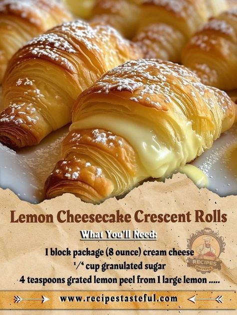 The Pioneer woman - Ree Drummond Family | ♦️Lemon Cheesecake Crescent Rolls | Facebook Crescent Dough Sheet Recipes, Cheesecake Crescent Rolls, Lime Dessert Recipes, Crescent Roll Cheesecake, Key Lime Desserts, Cream Cheese Crescent Rolls, Lemon Cheese, Crescent Recipes, Cheese Crescent Rolls