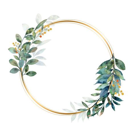 Watercolor green leaves wreath with gold... | Free Vector #Freepik #freevector #background #flower #frame #wedding Yellow Spring Flowers, Yellow Rose Flower, Leaves Wreath, Idee Cricut, Flower Graphic Design, Background Flower, Floral Wreath Watercolor, Watercolor Green, Pink Watercolor Flower