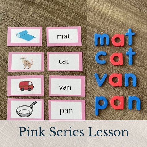 Montessori Printables Free, Montessori Pink Series, Vowel Lessons, Sandpaper Letters, Montessori Trays, Montessori Activities Preschool, Montessori Printables, Phonics For Kids, Cvc Words Kindergarten