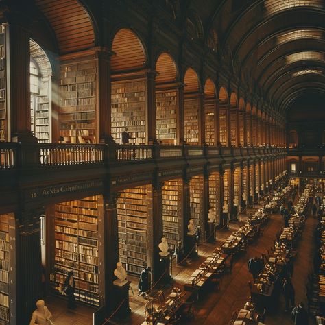 "Historic Library Interior: Breathtaking grand hall of a #vintage library filled with rows of #literature and arched windows. #booklovers #heritage #architecture #study #aiart #aiphoto #stockcake ⬇️ Download and 📝 Prompt 👉 https://stockcake.com/i/historic-library-interior_780246_971998" 19th Century Library, Hacienda Library, Large Library Aesthetic, Antique Library Aesthetic, Old Money Library Aesthetic, Alexandrian Library, Library Design Architecture, Public Library Aesthetic, Magic Library Aesthetic