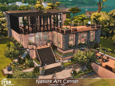 The Sims Resource - Nature Art Center No CC Sims 4 Arts Center, Sims 4 Art Center, Sims 4 Lots No Cc, Sims 4 Cc Lots, Sims Apartment, Sims Build Cc, Lots Sims 4, Games Setup, Sims Floor Plans