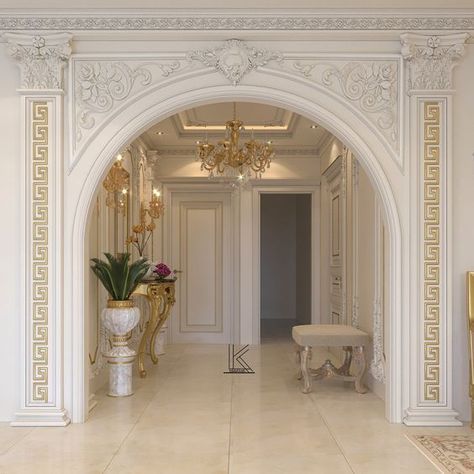 Classic Reception Design, Classic Ceiling Design, Archways In Homes, Classic Interior Design Luxury, Classic Reception, Trending Home Decor, Luxury Ceiling Design, Living Room Classic, Arsitektur Masjid