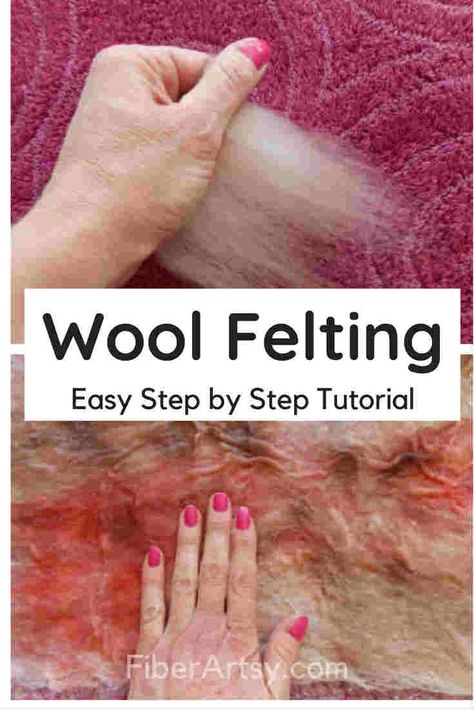 Wet Felting Tutorial, Tovad Ull, Felting Tutorial, Felting Techniques, Wet Felting Projects, Needle Felting Diy, Wool Felt Projects, Felted Wool Crafts, Wool Felting