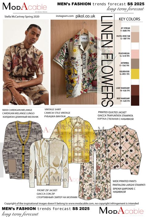 SS 25 trend Linen flowers - ModaCable Ss25 Fashion Trends, Mood Board Fashion Inspiration, Print Design Trends, Ss 2024, Fashion Week 2024, Fashion Trend Forecast, Trend Forecast, Summer 2025, Color Reference