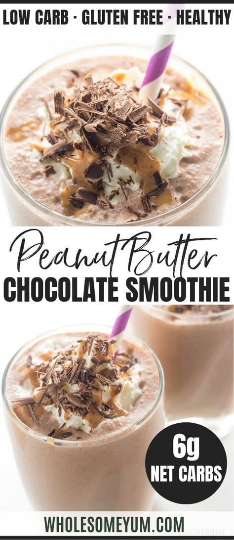 Chocolate Peanut Butter Smoothie Recipes, Low Carb Smoothie, Peanutbutter Smoothie Recipes, Healthy Chocolate Peanut Butter, Low Carb Smoothie Recipes, Desayuno Keto, Chocolate Peanut Butter Smoothie, Comidas Keto, Resep Smoothie