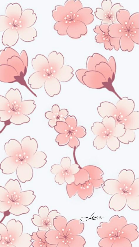 Easy Sakura Painting, Sakura Flower Drawing Easy, Cheery Blossoms Drawing Simple, Sakura Illustration Flower, Kawaii Flowers Drawing, Sakura Flowers Drawing, Cherry Blossom Drawing Simple, Cherry Blossom Doodle, Sakura Flower Drawing