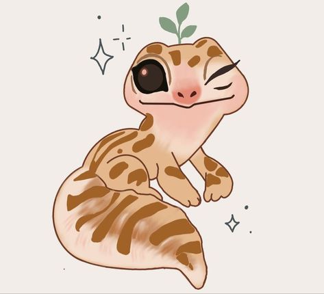 Cute Leopard Gecko Drawing, Cute Crested Gecko Drawing, Cute Gecko Art, Cute Lizard Art, Kawaii Gecko, Cute Gecko Drawing, Cartoon Lizard Drawing, Anime Lizard, Lizard Doodle