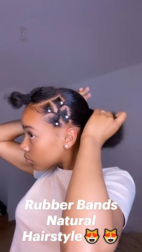 Pin on ☀️Useful (Hair) Tutorials☀️ 4c Hairstyles With Rubber Bands, Packing Hairstyles For Natural Hair, Rubber Bands Hairstyles Natural Hair, Rubber Band Bun Hairstyles, Natural Hair Styles With Rubber Bands, Low Puff Hairstyles, Ruberband Hairstyle Natural, Natural Hair Styles Easy Rubber Bands, Simple Rubber Band Hairstyles