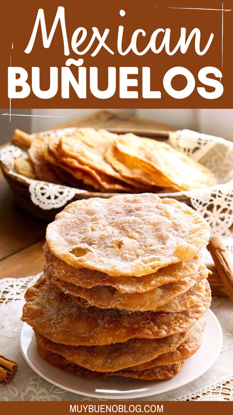 Mexican Buñuelos are a cinnamon and sugar coated flour tortilla that has been fried. A crispy and sweet treat that is bursting with warm cinnamon flavor in each bite. Whip these up for a simple dessert to serve up after dinner. Cinnamon Tortilla Dessert, Sweet Mexican Bread, Mexican Sweets Recipes, Fried Tortilla Dessert, Bunuelos Recipe Mexican, Fried Flour Tortillas Tacos, Bunuelos Mexicanos, Sweet Tortilla Recipes, Cinnamon Fry Bread