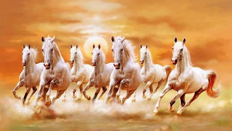 Seven Horses Wallpapers - Wallpaper Cave Running Horse Wallpaper For Phone, 7 Horses Running Painting Vastu Wallpaper, Seven Horses Painting, Horses Wallpaper, White Horse Painting, Horses Painting, Horse Background, Ed Wallpaper, Horse Canvas Painting