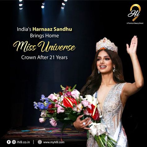 Harnaaz Sandhu, Miss Universe Crown, Handmade Poster, Miss India, Graphic Design Fun, Creative Posters, Beauty Pageant, Beauty Brand, The Beauty