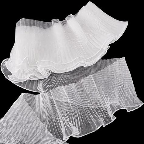 Amazon.com: PH PandaHall 7 Yards Sewing Lace Trim Fabrics, Ruffle Pleated Chiffon Trim Retro Organza Tulle Fabric Ribbon for Christmas Tree Wedding Dress Makeup Show Costume Curtain Table Cloth Home Decor, White : Arts, Crafts & Sewing Christmas Tree Wedding, Sewing Supplies Storage, Sewing Lace, Ruffle Fabric, Sew Ins, Ribbon On Christmas Tree, Pleated Chiffon, Sewing Organization, Dress Makeup