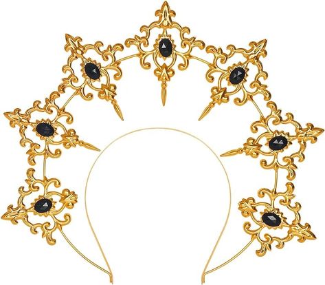 Amazon.com: L'VOW Halo Crown Baroque Saint Headdress Stars Goddess Tiara and Crown for Women Boho Wedding Headpiece Costume(S1-Gold) : Clothing, Shoes & Jewelry Goddess Headpieces, Goddess Tiara, Boho Wedding Headpiece, Gold Clothing, Star Goddess, Crown For Women, Halo Crown, Wedding Headpiece, Tiaras And Crowns