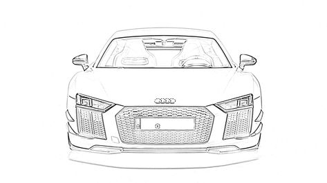 Audi R8 Drawing, Audi Drawing, Audi Sketch, Car Coloring Pages For Kids, Simple Car Drawing, Sports Cars Bugatti, Race Car Coloring Pages, Audi Sports Car, Car Coloring Pages