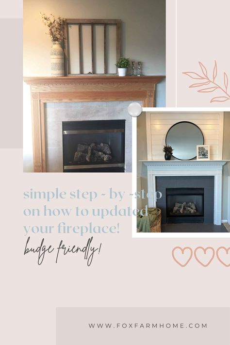 My fireplace was screaming 90s complete with golden oak and tan tile. This budget friendly fireplace update has transformed our living room. Gas Fireplace Makeover, 1930s Fireplace, Mantle Makeover, Tan Tile, Summer Bucket List Ideas, Ultimate Summer Bucket List, Oak Mantel, Oak Fireplace, Fireplace Update