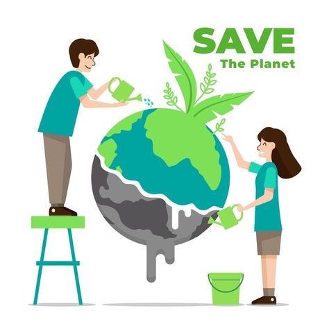 Illustration with save the planet design... | Premium Vector #Freepik #vector #design #earth #eco #environment Save The Planet Drawing, Earth Art Drawing, Save Earth Posters, Save Earth Drawing, Earth Day Drawing, Environmental Posters, Planet Vector, Planet Drawing, Earth Drawings