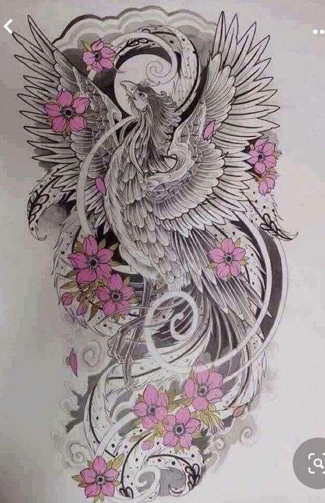 Phoenix Tattoo Sleeve, Tato Phoenix, Phoenix Back Tattoo, Phoenix Tattoo Feminine, Tato Paha, Phoenix Bird Tattoos, Tato Naga, Her Tattoo, Phoenix Tattoo Design