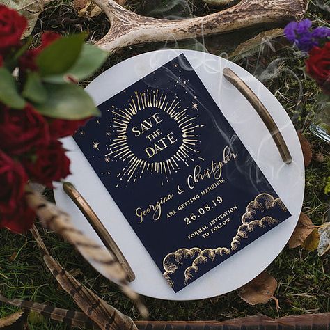 Wedding Witchy, Elegant Winter Wedding Invitations, Celestial Wedding Theme, Witchy Wedding, Wiccan Wedding, Wedding Handfasting, Starry Wedding, My Sun And Stars, Moon Of My Life